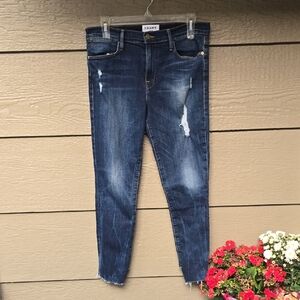 Frame Denim Le High Skinny Crop distressed raw hem 29
